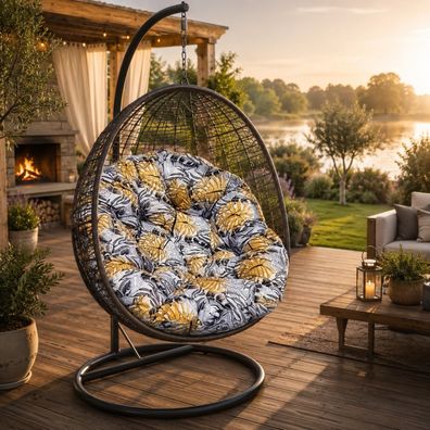 Best For Home Storchennest-Kissen rund und weich gepolstert für Hängesessel im Garten