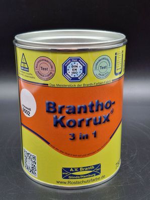 750ml Brantho Korrux 3in1 Grauweiß RAL 9002 Rostschutz & Metallschutzfarbe Farbe