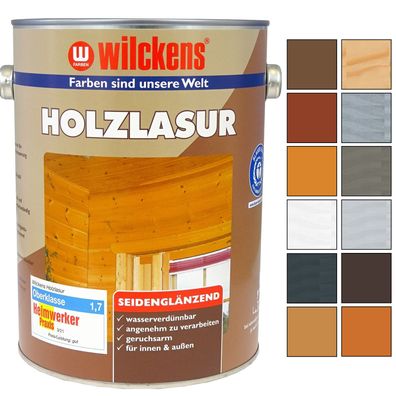 Wilckens Holzlasur Seidenglaenzend 2.5 LTR Innen Aussen Langzeitlasur