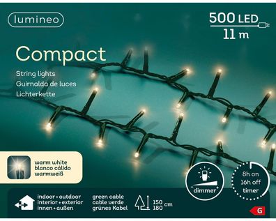 LED Compact Beleuchtung Outdoor L.1100cm 500L grün/warmes weiss