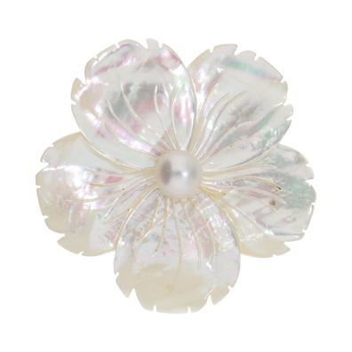 Brosche Perlmut Blume Silber 925 mit Perle 25326645 Secondhand, getragen, wie neu
