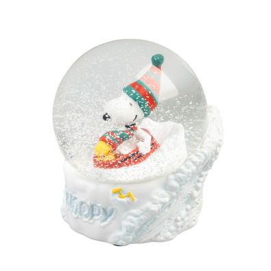 Peanuts Snoopy + Woodstock auf Schlittenfahrt - Schneekugel - 8x10x9 cm