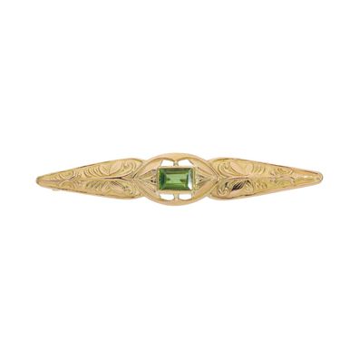 Brosche Gold 585 mit Peridot Vintage 25326650 Secondhand, getragen, wie neu