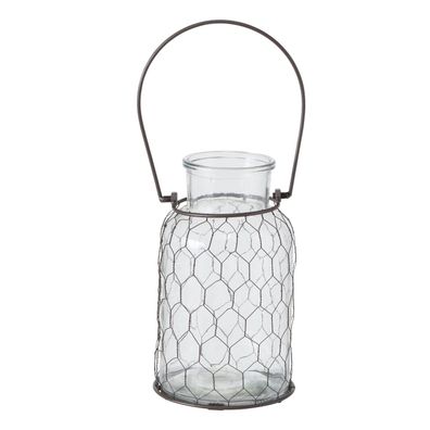 Vase Carter Glas Metallgeflecht klar Hängen H.26 cm