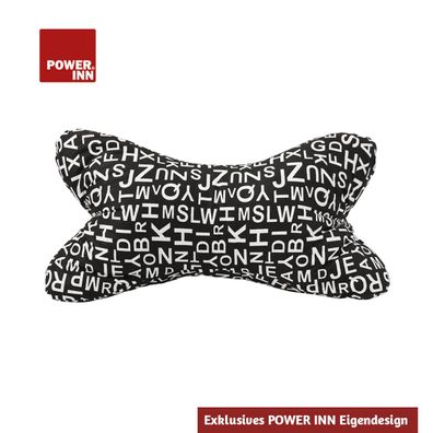 POWER INN® Leseknochen | Schwarz mit Weißen Buchstaben | Klassisch | Nackenkissen | R