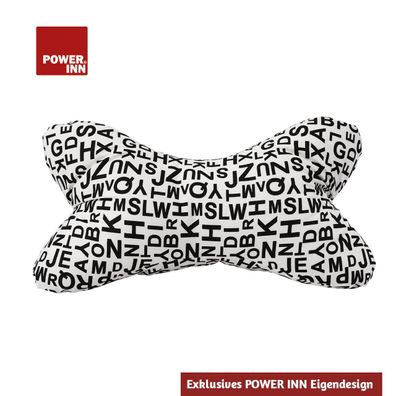 POWER INN® Leseknochen | Weiß mit Schwarzen Buchstaben | Klassisch | Nackenkissen | R