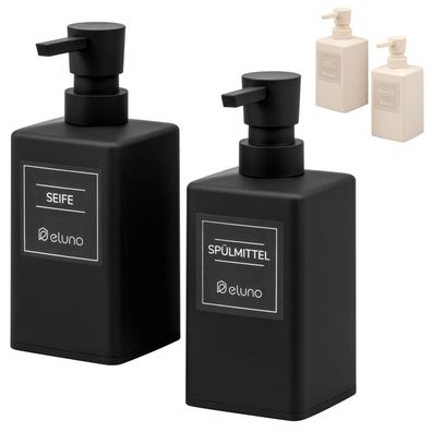 eluno Seifenspender 2er Set mit Soft-Touch Oberfläche, 450 ml Volumen