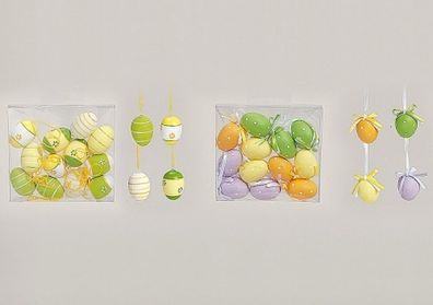 Osterei 12 teilig Ostern Eier Kunststoff bunt gepunktet/gestreift