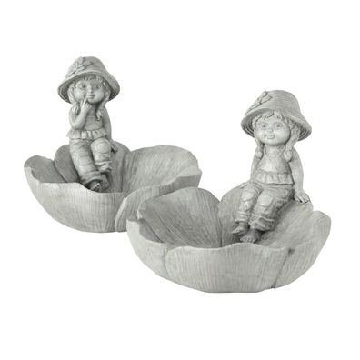Vogeltränke Paula Mädchen Kunstharz grau H.19 cm Stückpreis