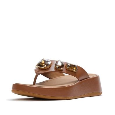 FitFlop Damen Sandalen F-Mode Ultra-Jewel Leather Toe-Post Sandals A2C