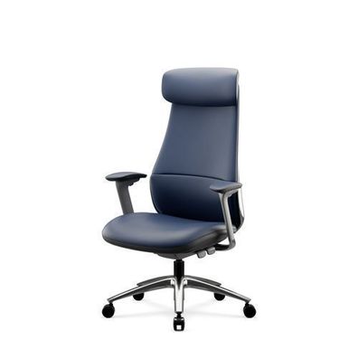 Blauer Leder-Chefsessel Command Jan Nowak