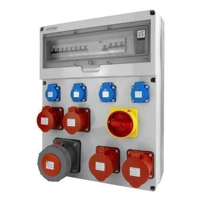 Baustromverteiler GR 16A/32A/63A CEE 4×230V Schuko Stromverteiler VDE-Schutzgeräten