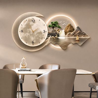 3D Künstlerische Landschafts Wandlampe inlusive Uhr Wanddeko Variante 7