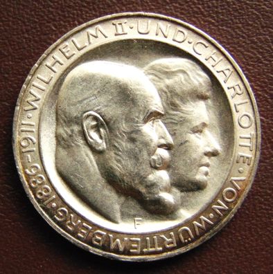 Württemberg 3 Mark 1911 F, Hochzeit