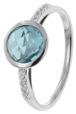 trendor Schmuck Ring für Damen Weißgold 333 mit Blautopas 41347