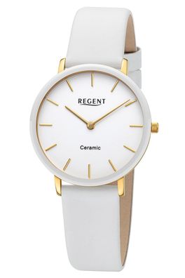 Regent Damenuhr Edelstahl Vergoldet/Keramik Weiß Ø 34 mm BA-842