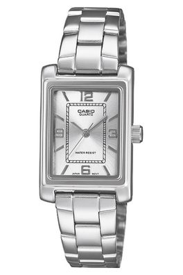 Casio Damenuhr Rechteckig Silberfarben LTP-1234PDD-7AEF