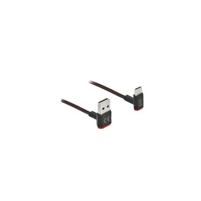 DELOCK USB-A 2.0 Stecker < USB-C Stecker gewinkelt, 0,2m SW