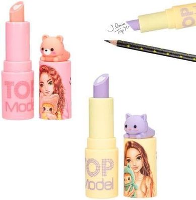 Lippenstift Radierer mit Topper, Set 2 Stéck sort