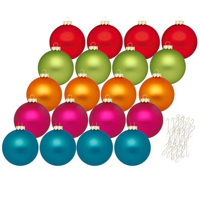 Weihnachtskugeln 20 Stk 6cm Mille Fiori + 40 Haken gold Inge-Glas