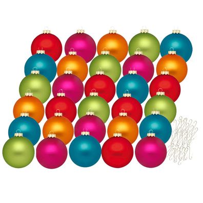 Weihnachtskugeln Mille Fiori 30 Stk 6cm + Haken Inge-Glas