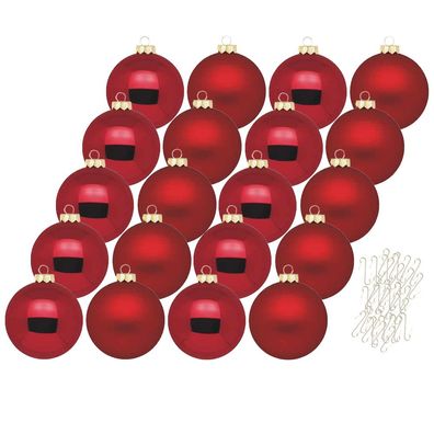 Weihnachtskugeln 20 Stk 6cm ochsenblut + 40 Haken gold Inge-Glas