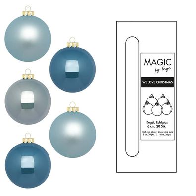 Weihnachtskugeln 20 Stk 6 cm Elysian Blue Inge-Glas