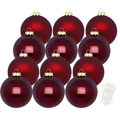 Weihnachtskugeln Smooth Port 12 Stk 8cm + Haken Inge-Glas