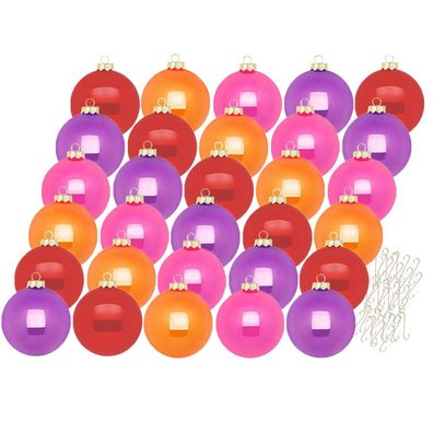 Weihnachtskugeln Party Time 30 Stk 6cm + Haken Inge-Glas