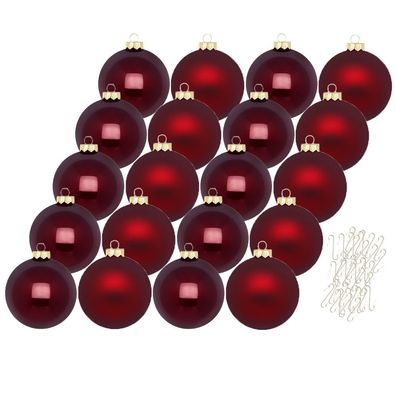 Weihnachtskugeln 20 Stk 6cm smooth port + 40 Haken gold Inge-Glas