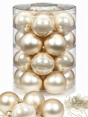 Weihnachtskugeln Champagne 20 Stk 6cm + Haken