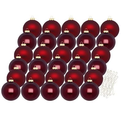 Weihnachtskugeln Smooth Port 30 Stk 6cm + Haken Inge-Glas