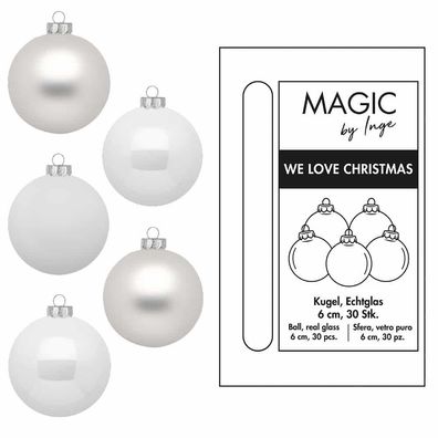 Weihnachtskugeln 30 Stk 6cm Just White Inge-Glas