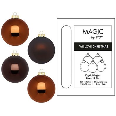 Weihnachtskugeln 12 Stk 8cm Cognac Diamond
