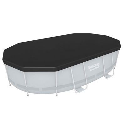 PVC-Abdeckplane passend für 427 x 250 x 100 cm Pools, schwarz, oval