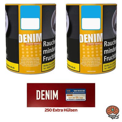 Denim Volumentabak Dose 2x 60g, 250 Extra Hülsen
