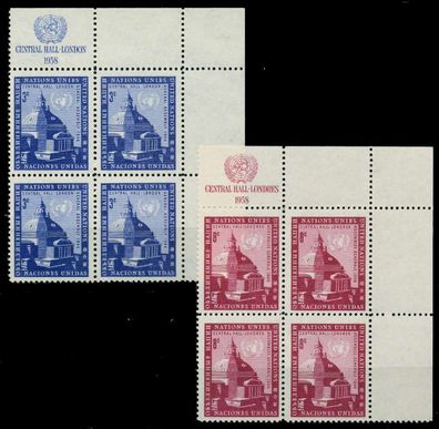 UNO NEW YORK Nr 68-69 postfrisch Viererblock ECKE-ORE X7BFC76