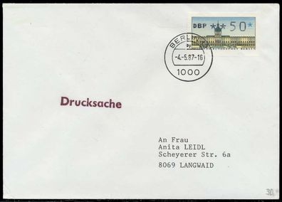 BERLIN ATM 1-050 Drucksache EF FDC X7E467A