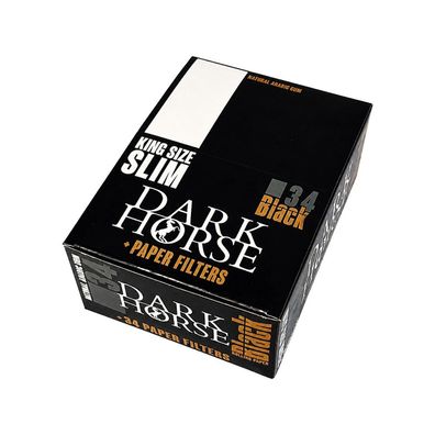 Dark Horse BLACK King Size Slim Papers + Tips - 24 Hefte à 34 Blättchen + Tips