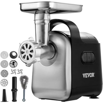 VEVOR Elektrischer Fleischwolf MG5008 550 W Edelstahl 3 kg/Min mit Zubehör