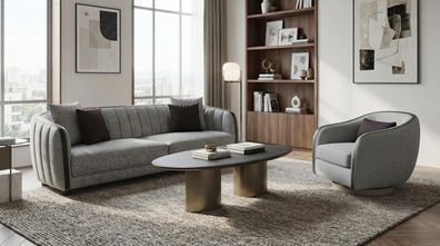 Wohnzimmer Set 3-sitzer Couchtisch Modern Komfortabel Robust Stabil