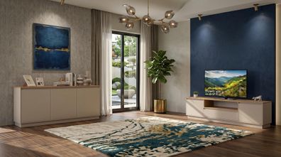 Beiges Wohnzimmer-Set TV-Schrank Konsole TV-Set TV-Möbel moderner Stil