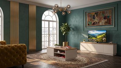 Beiges modernes Wohnzimmer-Set TV-Schrank Couchtisch TV-Möbel hochwertig