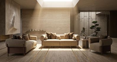 Luxus Wohnzimmer Set mit Zwei Sofas und Sessel Modern