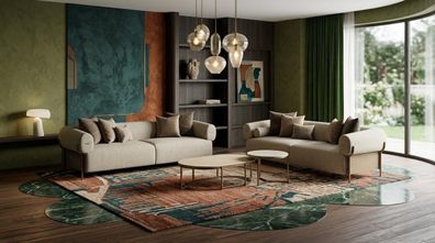 Exklusives Wohnzimmer Set Sofas Couchtisch Beistelltisch