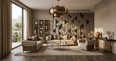 Designer Wohnzimmer Set Sofas Sessel Couchtisch Modern Elegant