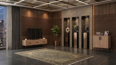 Braunes Wohnzimmer-Set Fernsehschrank kleiner Schrank TV-Möbel Kommoden