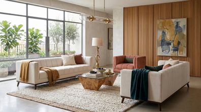 Beige-braunes Wohnzimmer-Set Sofas Stoffsofas modern Designer