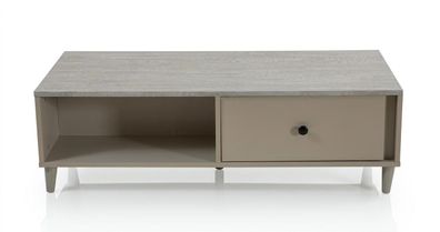 Beiger Couchtisch aus Holz rechteckiger Tisch mit Schublade Arbeitszimmer