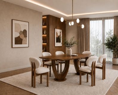 Esszimmer-Set mit Esstisch und 6 stilvollen Stühlen